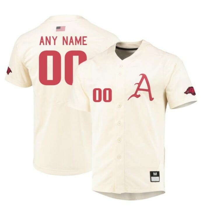 Custom Arkansas Razorbacks Jersey Name and Number Baseball College Cream