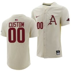 Custom Arkansas Razorbacks Jersey Name and Number Baseball NCAA College Full-Button Natural