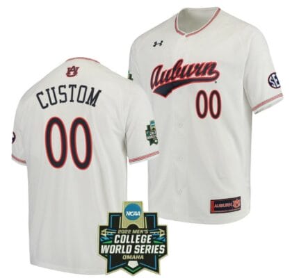Custom Auburn Tigers Baseball Jersey Name and Number NCAA 2022 College World Series White