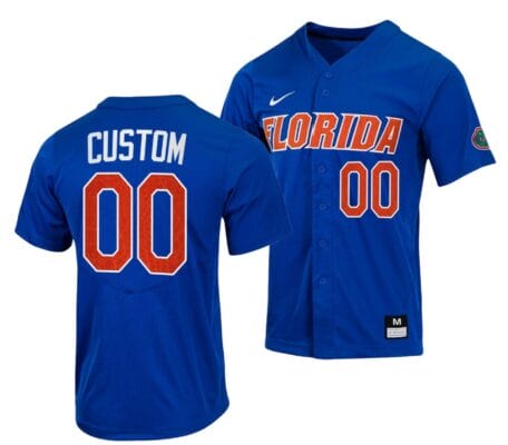 Custom Florida Gators Jersey Name and Number Baseball NCAA College Full Button Royal