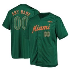 Custom Miami Hurricanes Jersey Name and Number Baseball NCAA College Green