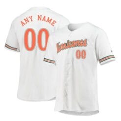 Custom Miami Hurricanes Jersey Name and Number Baseball NCAA College White