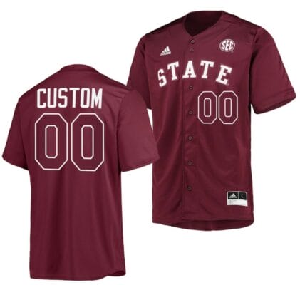 Custom Mississippi State Jersey Name and Number Baseball NCAA College Maroon