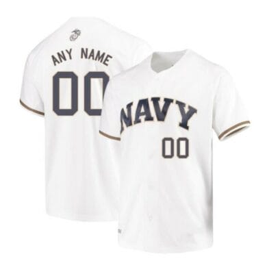 Custom Navy Midshipmen Jersey Name and Number Baseball College White