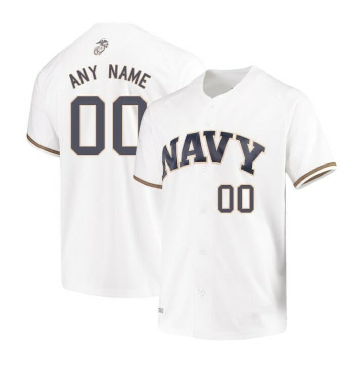 Custom Navy Midshipmen Jersey Name and Number Baseball College White