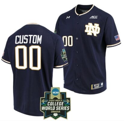 Custom Notre Dame Jersey Name and Number Baseball NCAA 2022 College World Series Navy