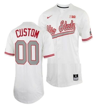 Custom Ohio State Jersey Name and Number Baseball NCAA College White