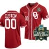 Custom Oklahoma Sooners Jersey Name and Number Baseball NCAA Crimson 2022 College World Series