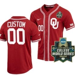 Custom Oklahoma Sooners Jersey Name and Number Baseball NCAA Crimson 2022 College World Series