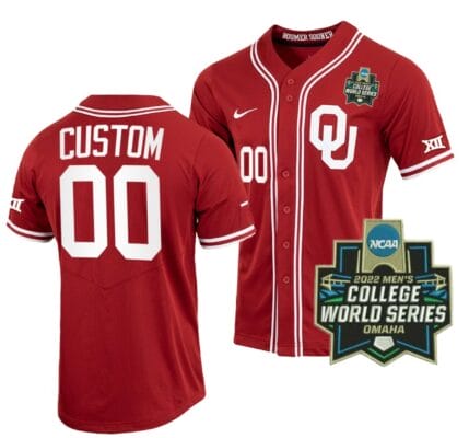 Custom Oklahoma Sooners Jersey Name and Number Baseball NCAA Crimson 2022 College World Series