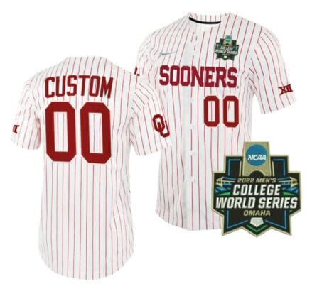 Custom Oklahoma Sooners Jersey Name and Number Baseball NCAA White 2022 College World Series