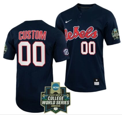 Custom Ole Miss Rebels Jersey Name and Number Baseball NCAA 2022 College World Series
