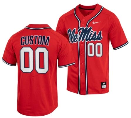 Custom Ole Miss Rebels Jersey Name and Number Baseball NCAA College Full-Button Red
