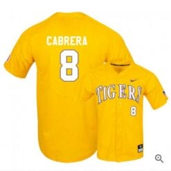 Daniel Cabrera Jersey Lsu Tigers Baseball NCAA College Yellow Elite Alumni #8