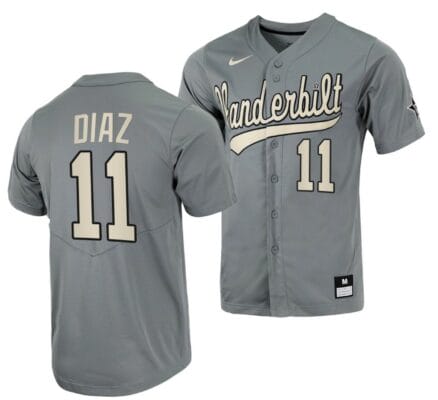 Davis Diaz Jersey Vanderbilt Commodores College Baseball Full-Button Grey #11