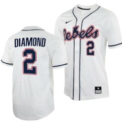 Derek Diamond Jersey Ole Miss Rebels College Baseball White #2