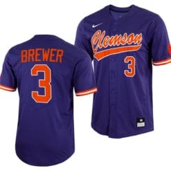 Dylan Brewer Jersey Clemson Tigers College Baseball Purple Full-Button #3