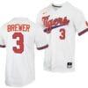 Dylan Brewer Jersey Clemson Tigers College Baseball White #3