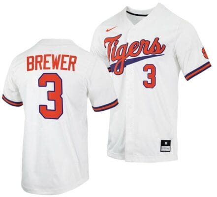 Dylan Brewer Jersey Clemson Tigers College Baseball White #3