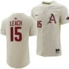 Dylan Leach Jersey Arkansas Razorbacks College Baseball Full-Button Natural #15