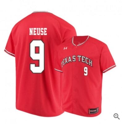 Dylan Neuse Jersey Texas Tech Red Raiders Baseball NCAA College Red Alumni #9