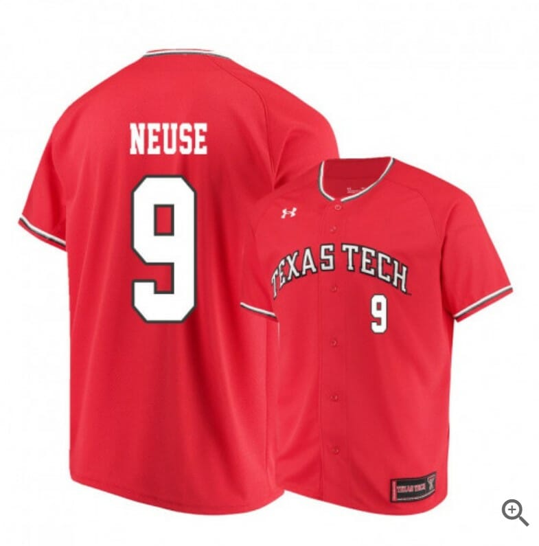 Dylan Neuse Jersey Texas Tech Red Raiders Baseball NCAA College Red Alumni #9