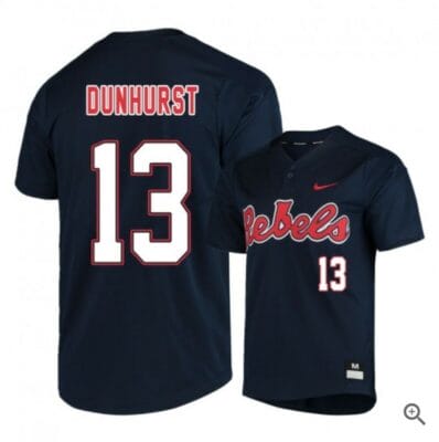 Hayden Dunhurst Jersey Ole Miss Rebels Baseball NCAA College Black Alumni #13
