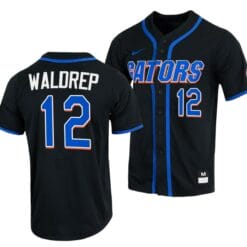 Hurston Waldrep Jersey Florida Gators College Baseball Full-Button Black #12