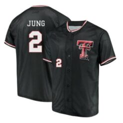 Jace Jung Jersey Texas Tech Red Raiders Baseball Under Armour NCAA College Black Alumni #2