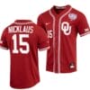 Jackson Nicklaus Jersey Oklahoma Sooners Baseball NCAA College Crimson 125th Season Full-Button #15