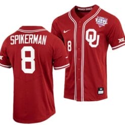 John Spikerman Jersey Oklahoma Sooners Baseball NCAA College Crimson 125th Season Full-Button #8
