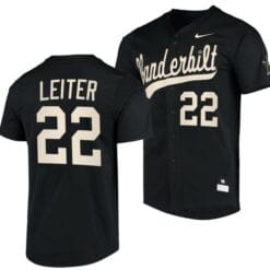 Jack Leiter Jersey Vanderbilt Commodores College Baseball Replica Black #22
