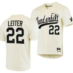 Jack Leiter Jersey Vanderbilt Commodores College Baseball Replica Cream #22