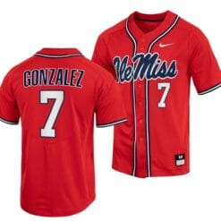 Jacob Gonzalez Jersey Ole Miss Rebels College Baseball Red #7