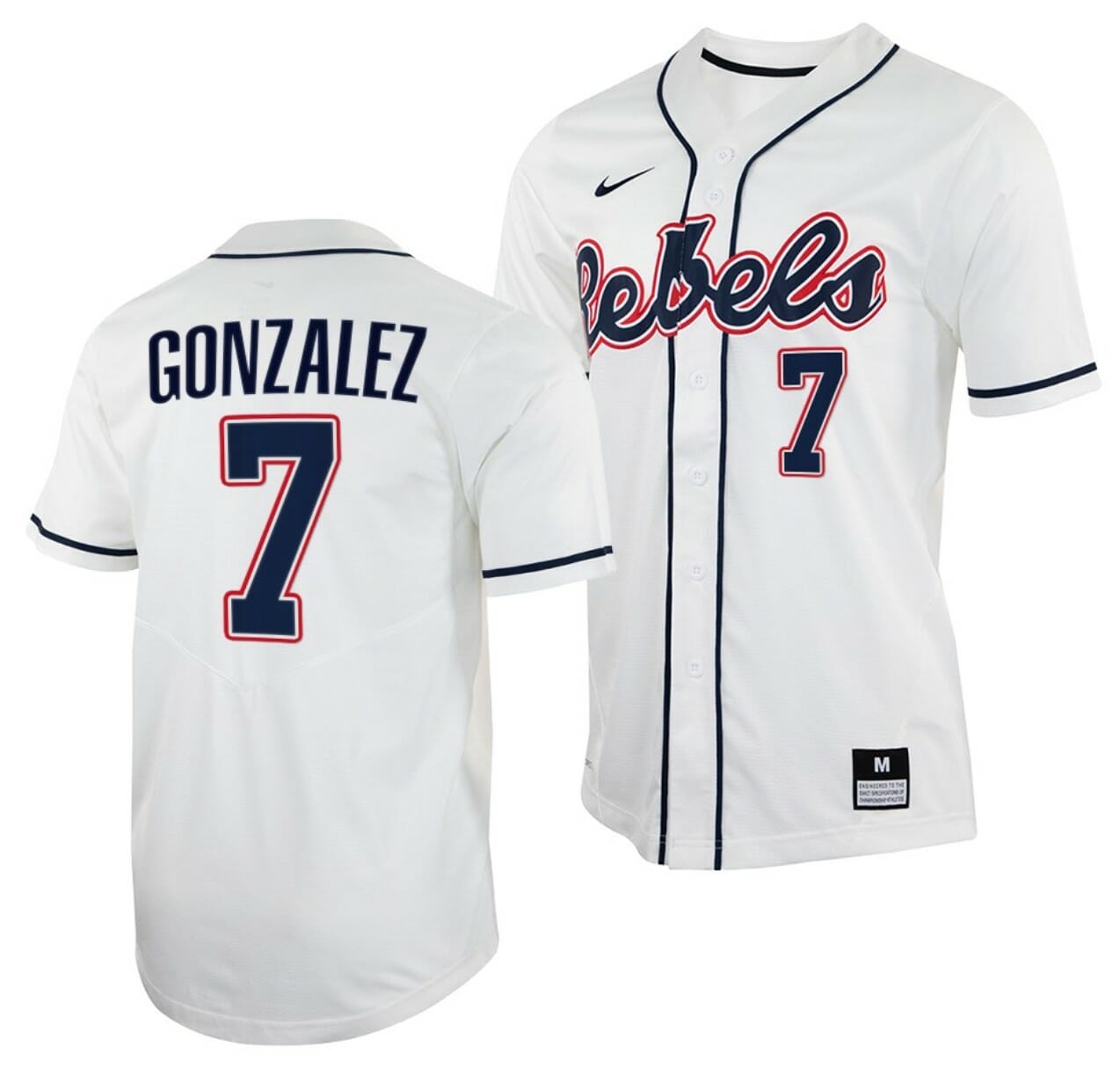 Jacob Gonzalez Jersey Ole Miss Rebels College Baseball White #7