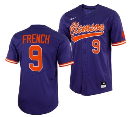 Jonathan French Jersey Clemson Tigers College Baseball Purple Full-Bautton #9
