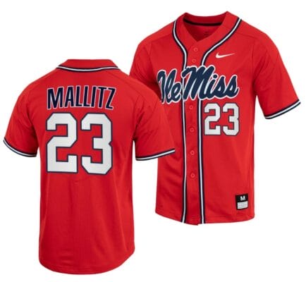 Josh Mallitz Jersey Ole Miss Rebels College Baseball Red #23