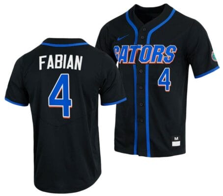 Jud Fabian Jersey Florida Gators College Baseball Full-Button Black #4