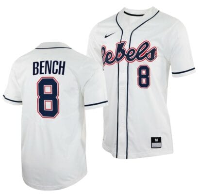 Justin Bench Jersey Ole Miss Rebels College Baseball White #8