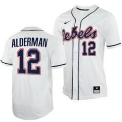 Kemp Alderman Jersey Ole Miss Rebels College Baseball White #12