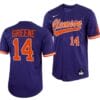 Khalil Greene Jersey Clemson Tigers College Baseball Purple Full-Button #14