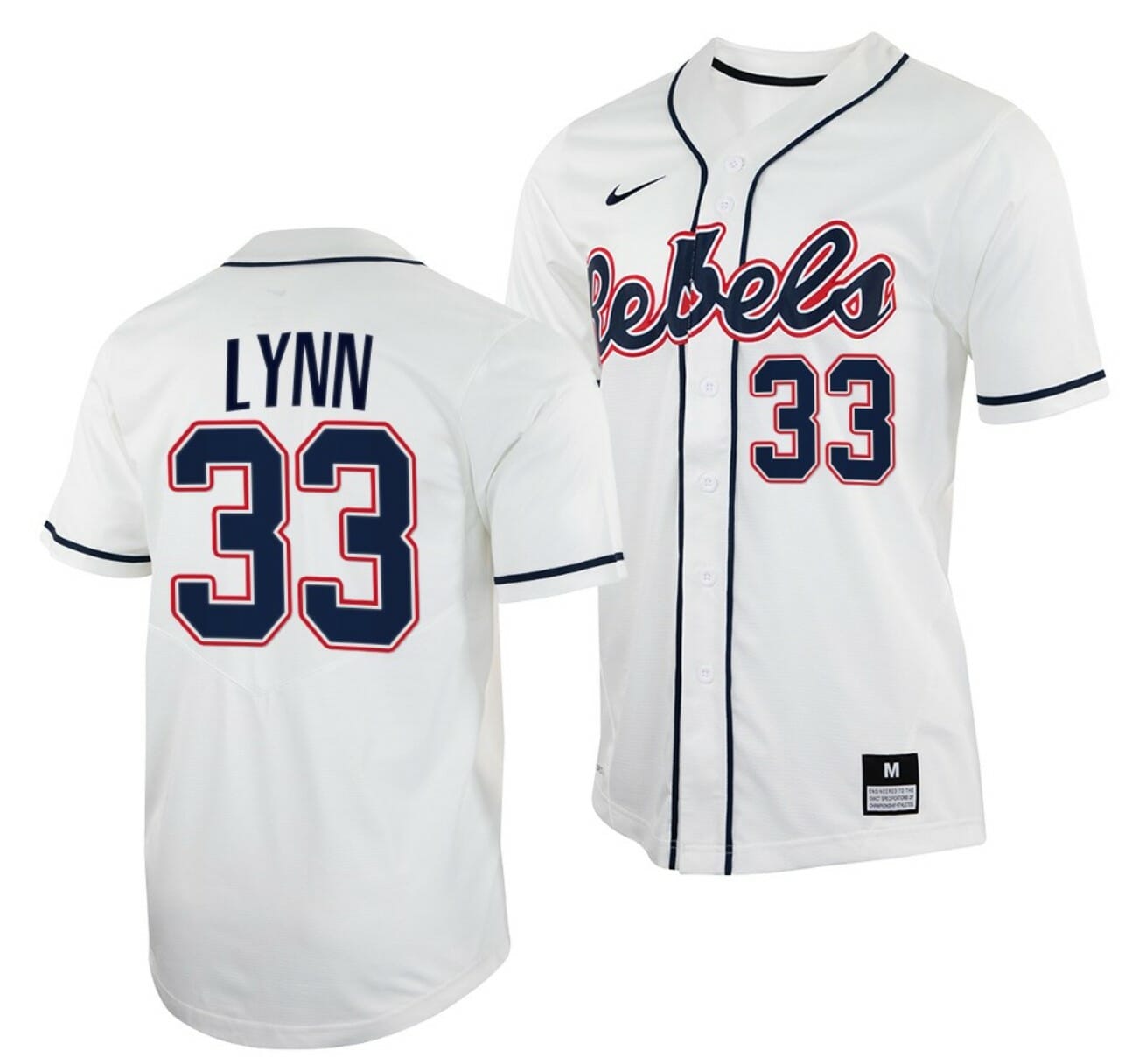 Lance Lynn Jersey Ole Miss Rebels College Baseball White #33