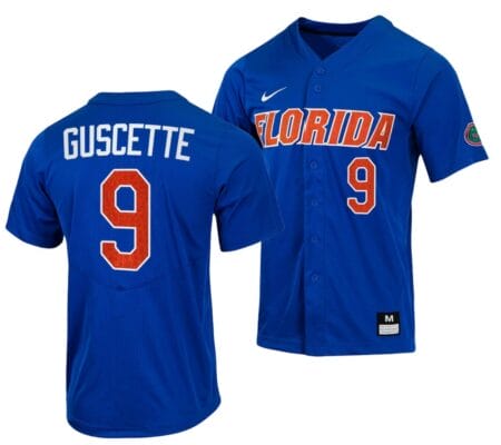 Mac Guscette Jersey Florida Gators College Baseball Full-Button Royal #9