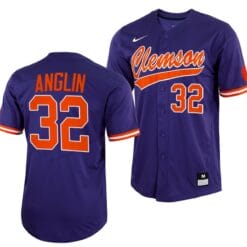 Mack Anglin Jersey Clemson Tigers College Baseball Purple Full-Button #32