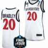 Matt Bradley Jersey San Diego State Aztecs College Basketball 2023 NCAA Final Four White #20