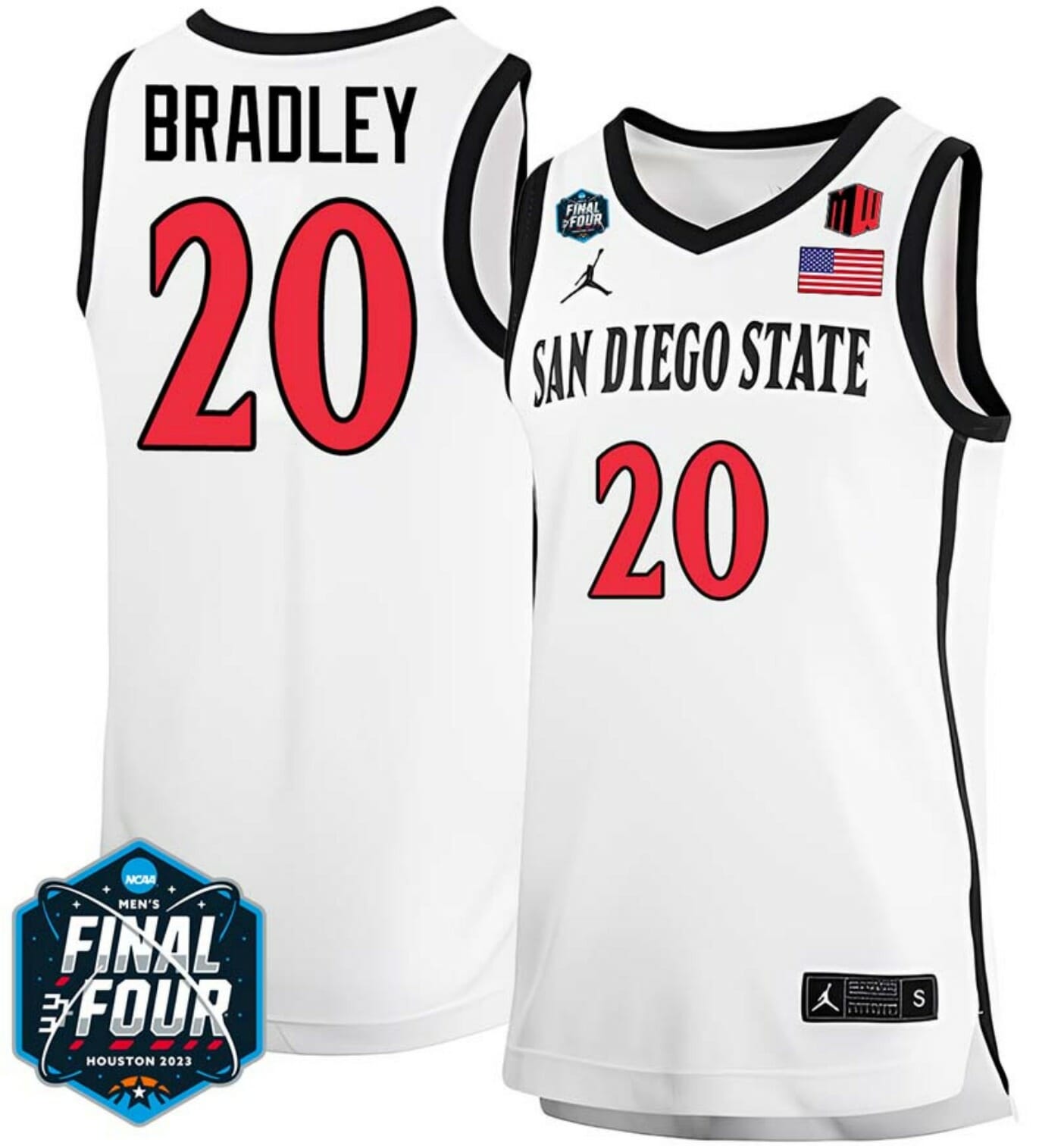 Matt Bradley Jersey San Diego State Aztecs College Basketball 2023 NCAA Final Four White #20
