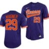 Max Wagner Jersey Clemson Tigers College Baseball Purple Full-Button #29