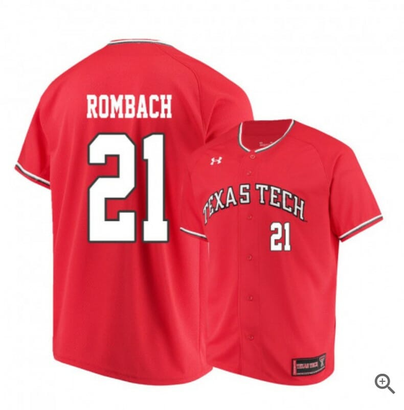 Nate Rombach Jersey Texas Tech Red Raiders Baseball NCAA College Red Alumni #21
