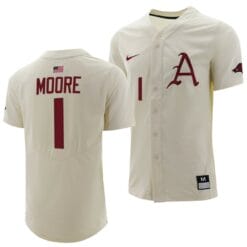 Robert Moore Jersey Arkansas Razorbacks Baseball NCAA College Full-Button Natural #1