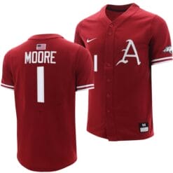 Robert Moore Jersey Arkansas Razorbacks Baseball NCAA College Cardinal #1